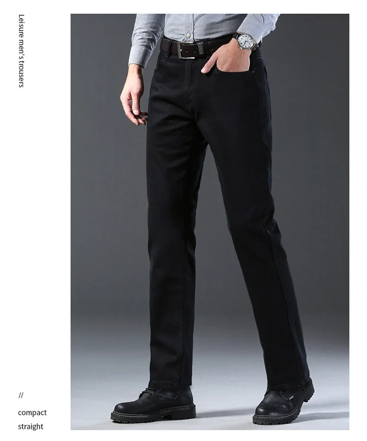 Pantalones Vaqueros Coreanos para Hombre, Elásticos, Ajuste Regular