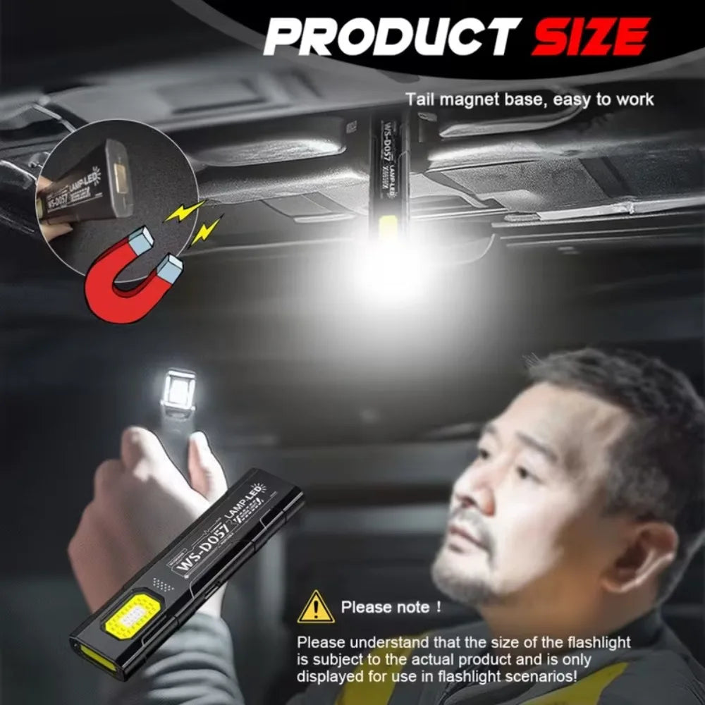 Linterna LED COB Recargable USB con Imán y Llavero - 5 Modos