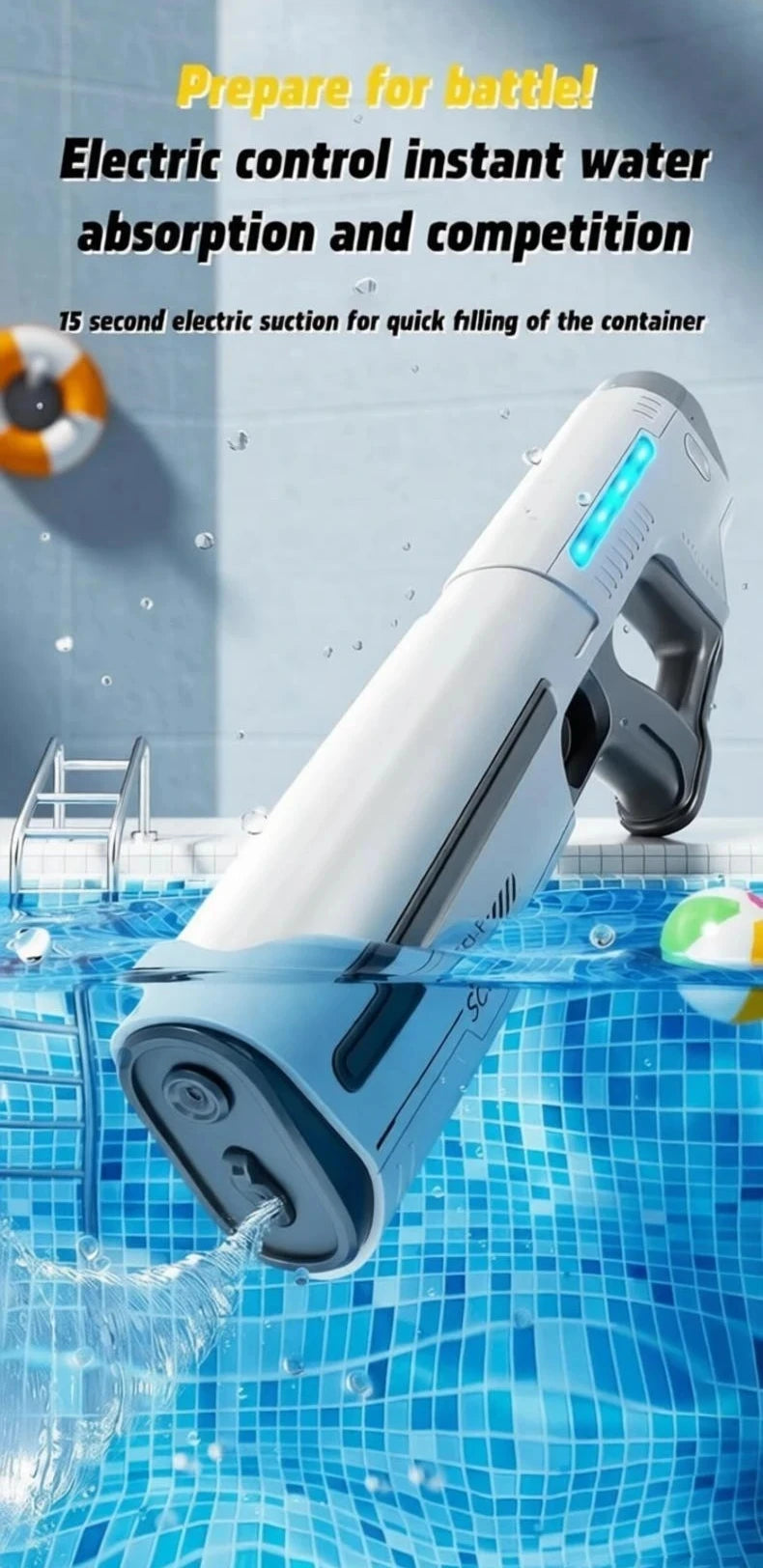 Pistola de Agua Eléctrica Automática para Verano Jardín Piscina