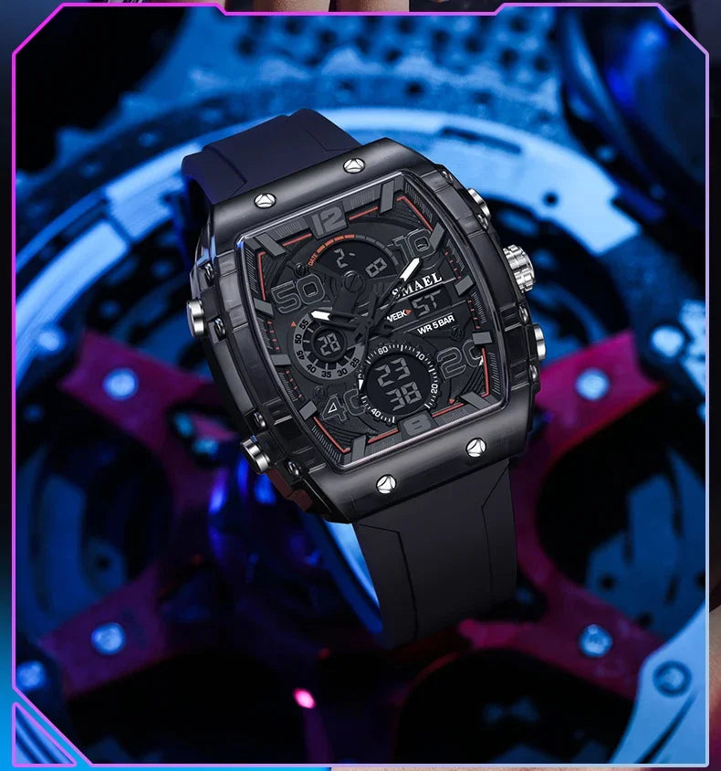 SMAEL 8109 nuevo reloj para hombre, deportivo multifuncional, resistente al agua hasta 50M, pantalla Dual, luz LED nocturna, reloj electrónico para estudiantes de ocio