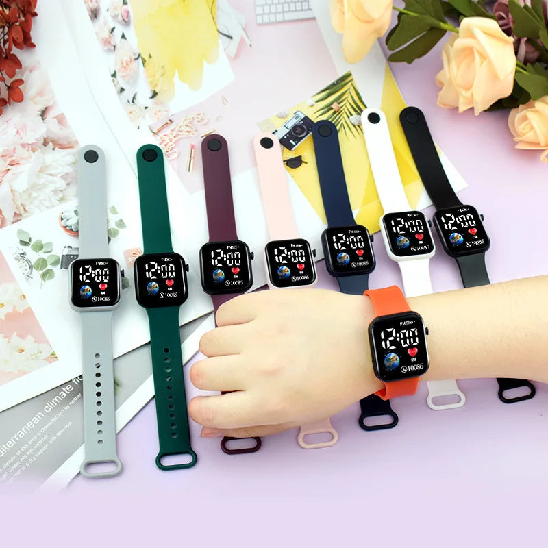 Relojes YIKAZE para niños, reloj Digital LED para niños, correa de silicona, reloj de pulsera electrónico de dibujos animados, reloj deportivo para niños y niñas, regalos