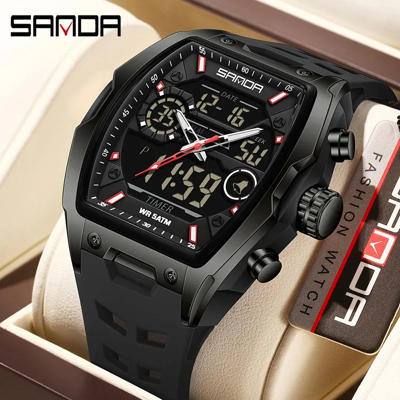 Reloj Deportivo Digital SANDA 6235 para Hombre con LED y Pantalla Dual