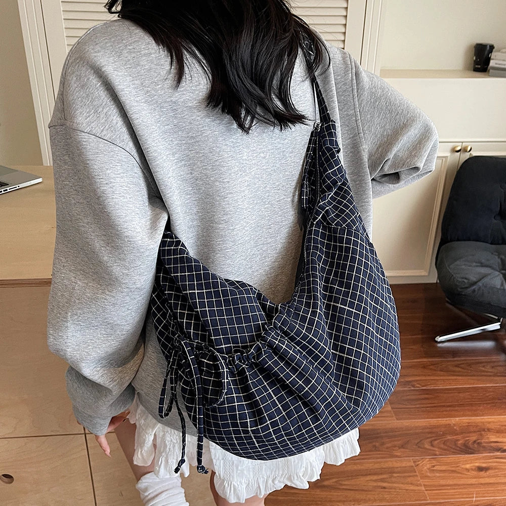 Bolso de Lona Grande Estilo Coreano para Mujer, Plisado