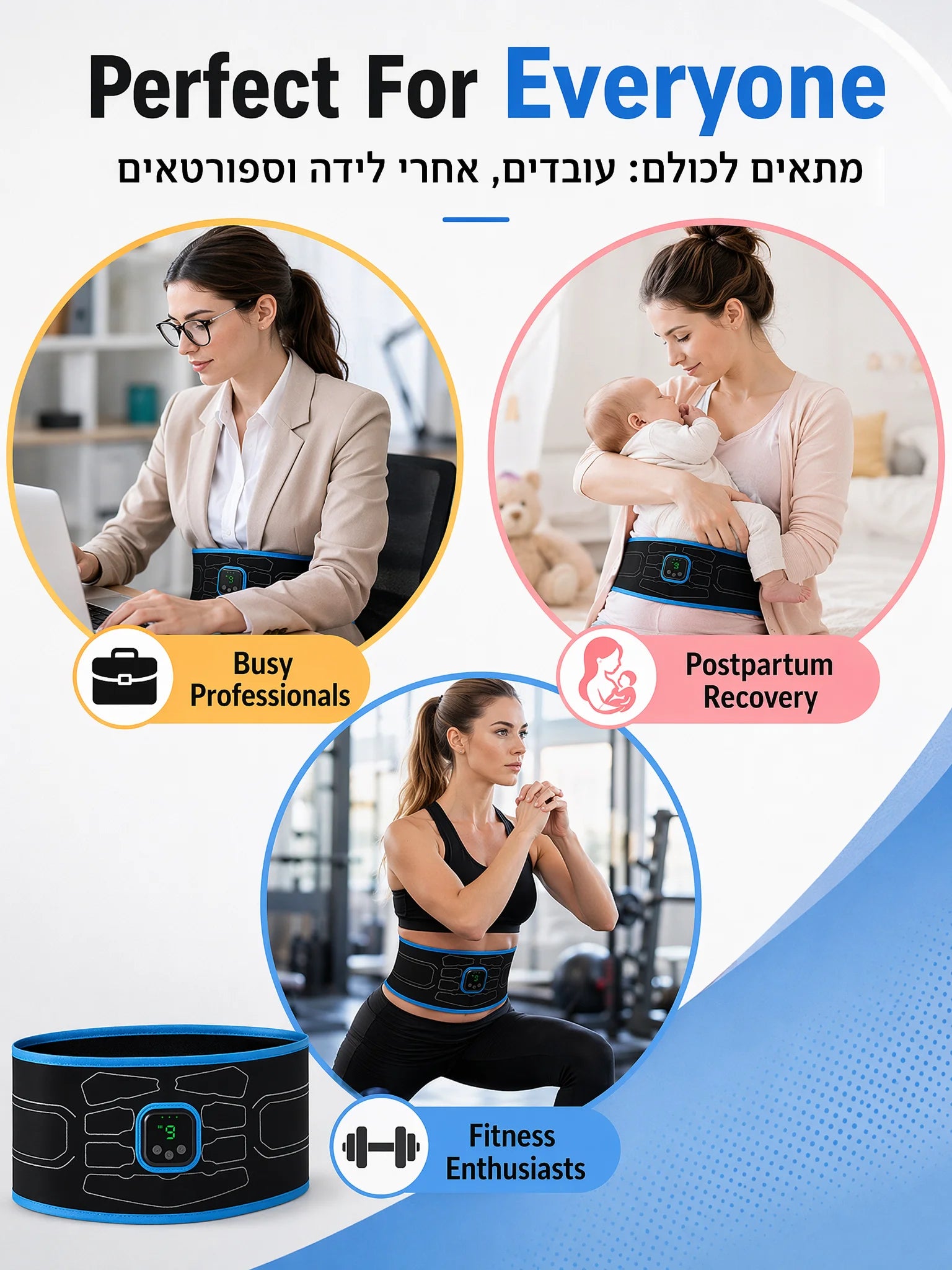 Cinturón EMS Inteligente para Entrenamiento Muscular Abdominal