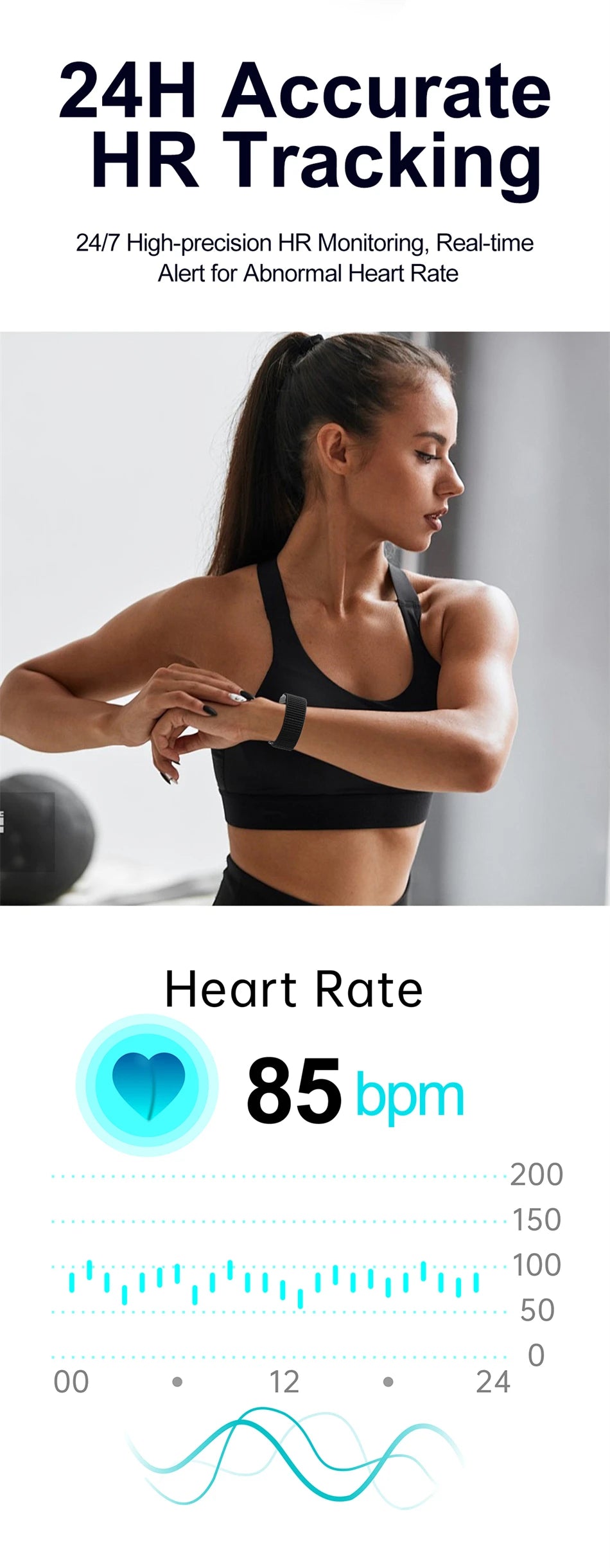 Smartwatch deportivo LIGE con monitor cardíaco, oxígeno en sangre y resistencia IP68