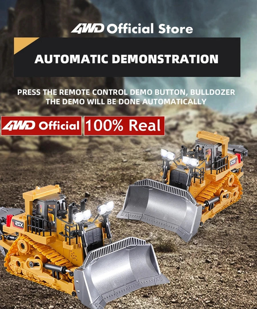 Excavadora, Volquete y Bulldozer RC 4x4 de Aleación, Vehículos de Construcción