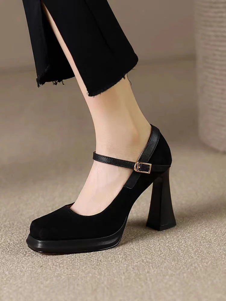 Zapatos de Tacón Alto con Plataforma para Mujer - Gamuza