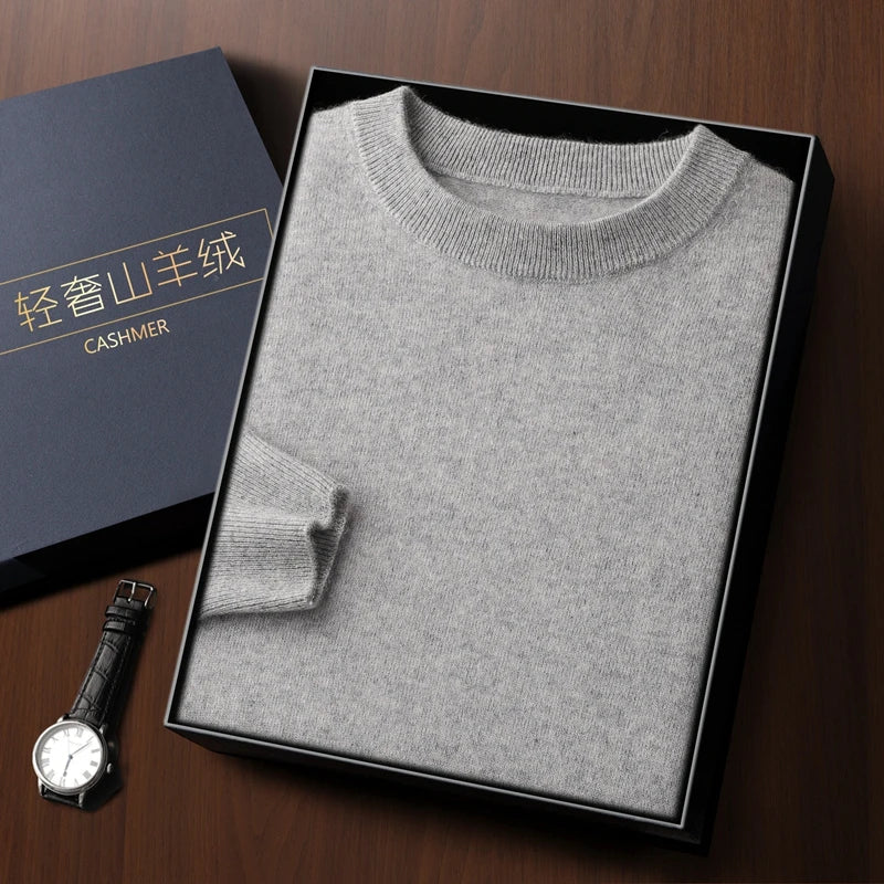 Suéter de Lana Merino 100% para Hombre - Cuello Redondo, Manga Larga