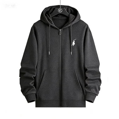 Hoodie con Cremallera y Bordado – Unisex, Estilo Deportivo