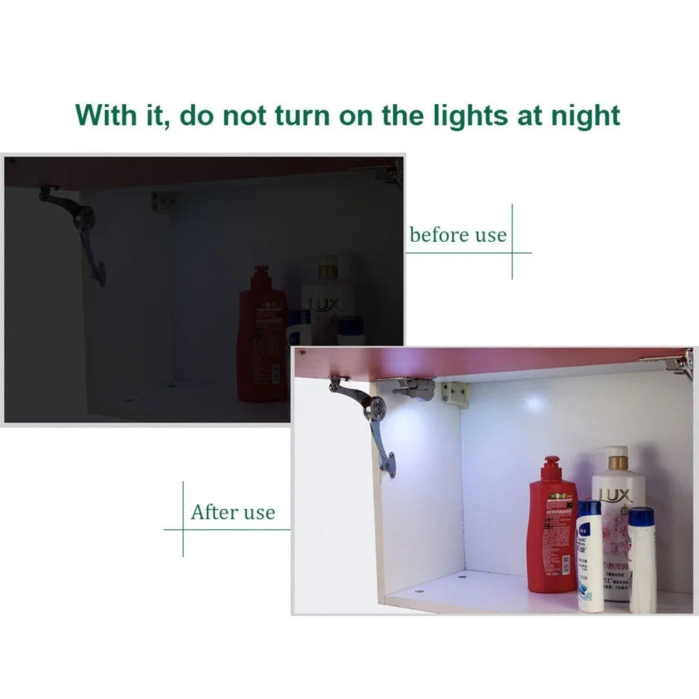 10 unids/set de luces LED para armario de cocina, lámpara con bisagra interior, iluminación para dormitorio, armario, debajo del armario, luces nocturnas