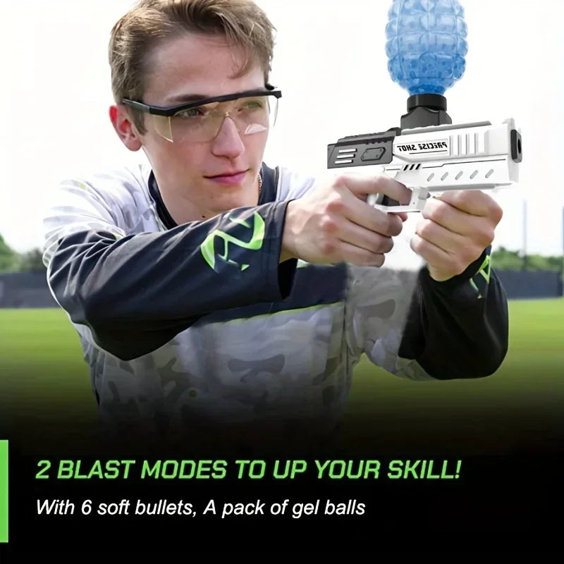Blaster de bolas manual, pistola de juguete blasters de espuma de balas suaves, regalo genial (blanco y negro)