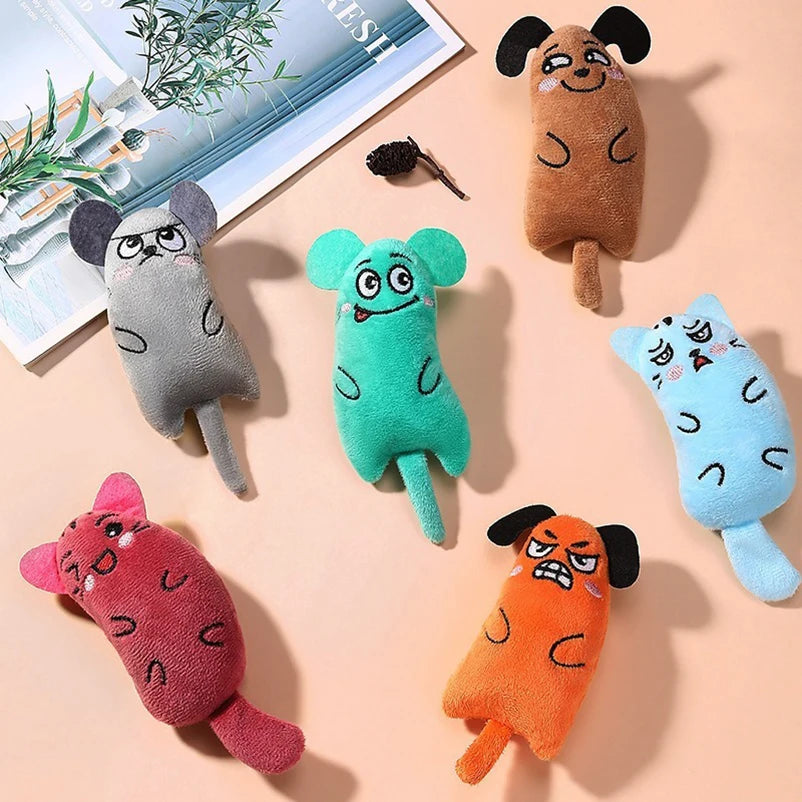 Juguetes con forma de perro y gato de dibujos animados, muñecos de peluche para cachorros resistentes a mordeduras, interactividad de autodenimiento para rechinar y limpiar los dientes