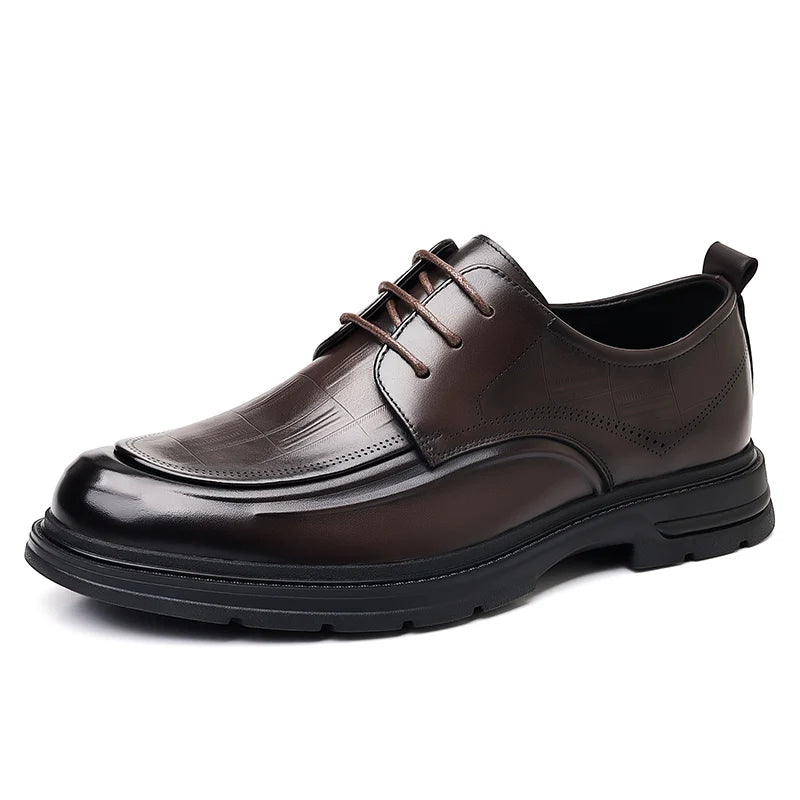 Mocasines de cuero para hombre con suela gruesa, cómodos para uso formal