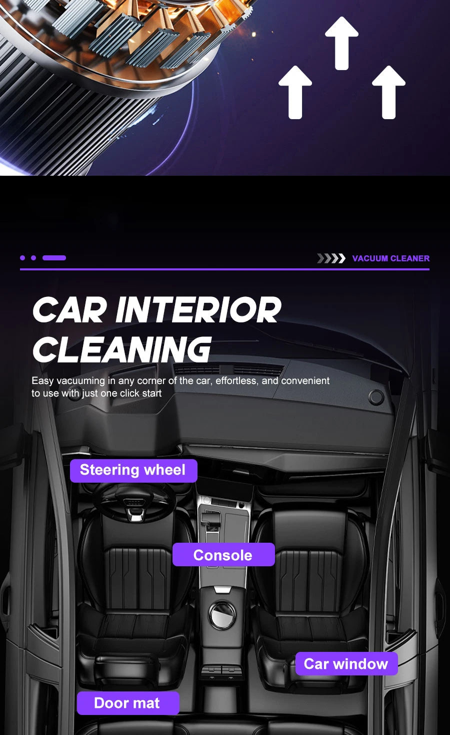 Aspirador de coche de 11000PA, aspirador de mano inalámbrico portátil de succión fuerte con múltiples boquillas para coche, hogar, oficina, mascota