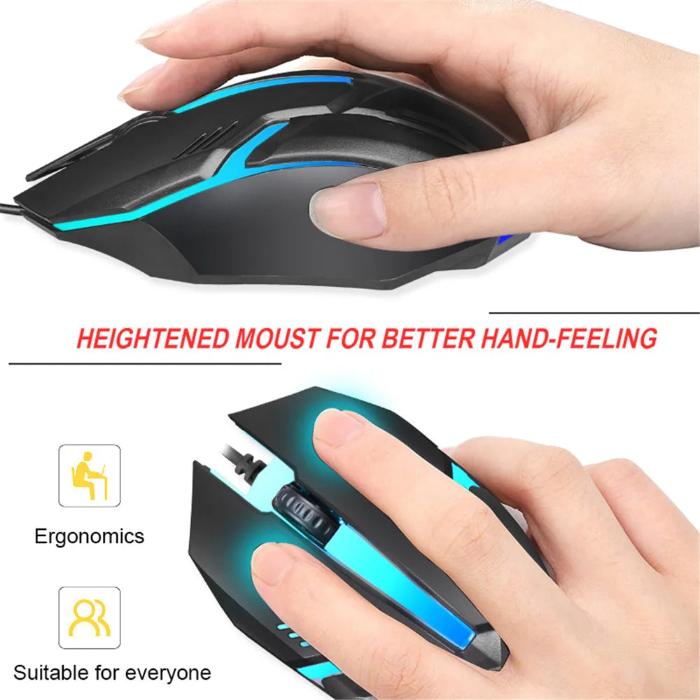 Ratón para juegos por cable USB, 5000 DPI, 3 botones, silencioso, retroiluminado, profesional, ergonómico, para ordenador, PC y portátil