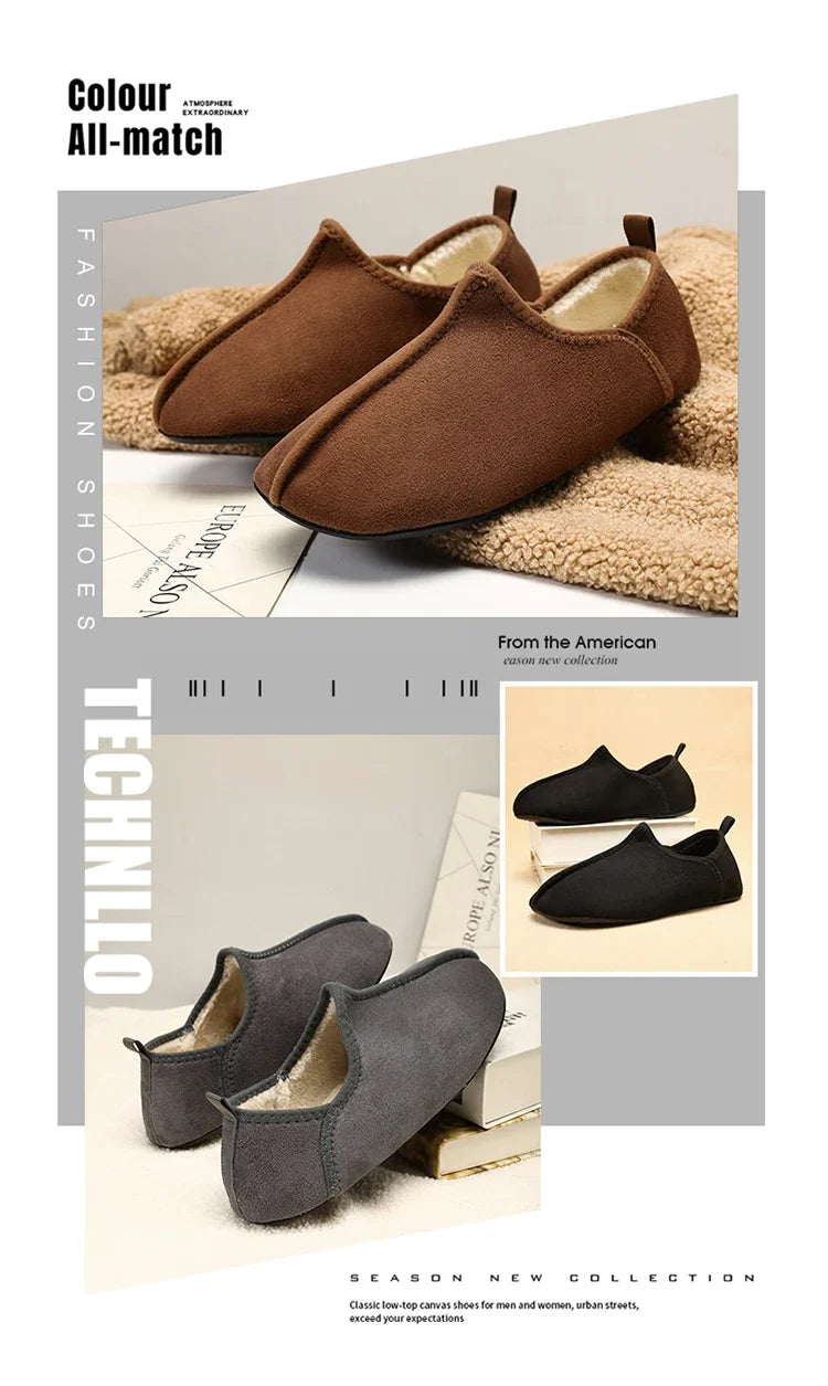 YRZL zapatos de algodón de invierno para hombre, zapatillas ligeras sin cordones cálidas, mocasines de algodón de felpa para dormitorio y hogar, zapatos cálidos de invierno Unisex