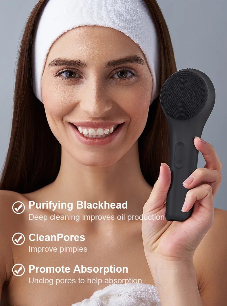 Cepillo de limpieza Facial eléctrico, vibración sónica, limpieza profunda de poros, eliminador de espinillas, limpiador de poros, Spa, masajeador para el cuidado de la piel