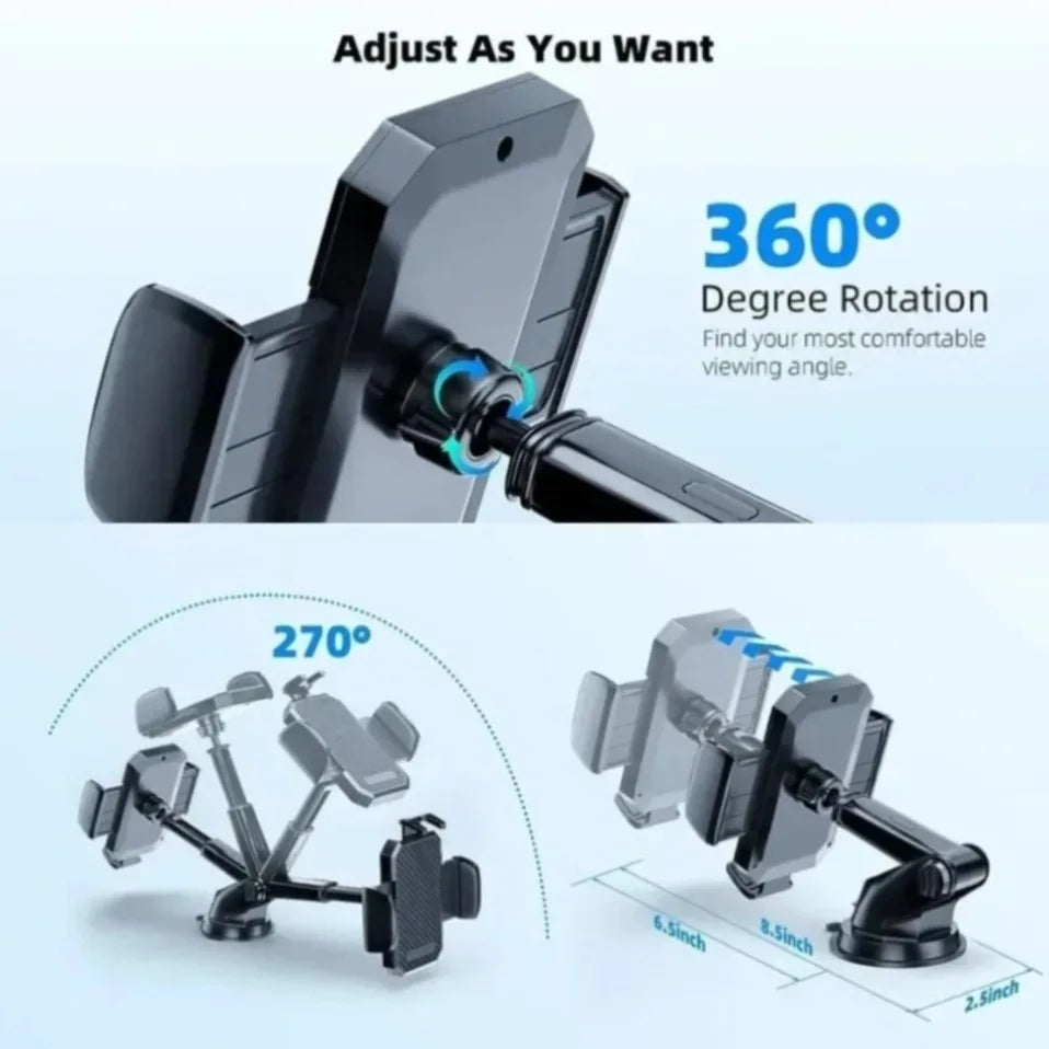 360 °   Soporte Universal para Teléfono Móvil en el Parabrisas del Coche, Soporte para Celular en el Tablero, con Ventosa, para iPhone 17 16 15 Samsung Xiaomi