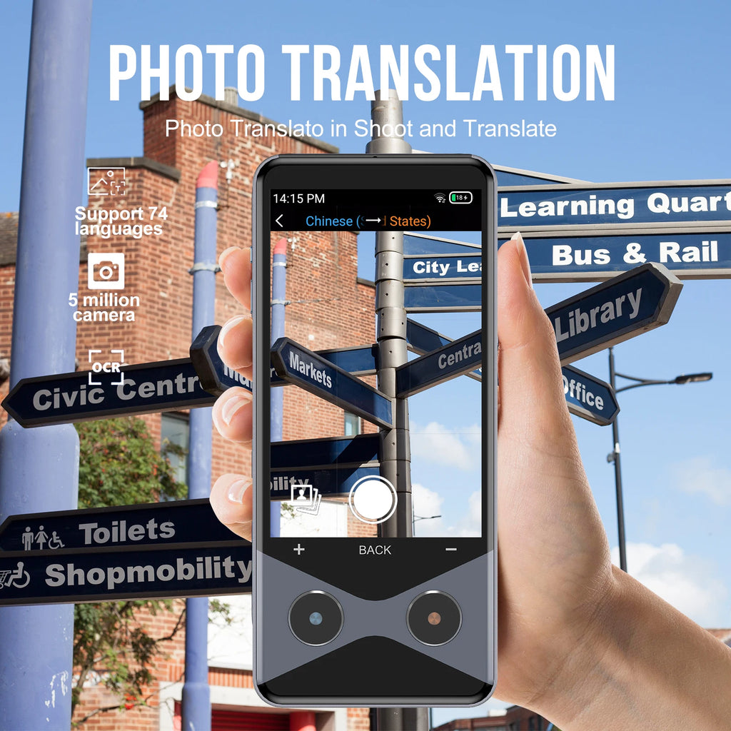 Traductor V9000 de 3,7 pulgadas, 4G/WIFI/hotspot, procesador Qualcomm, RAM 1G + ROM16G, compatible con 137 idiomas, cámara HD estándar de 5 megapíxeles