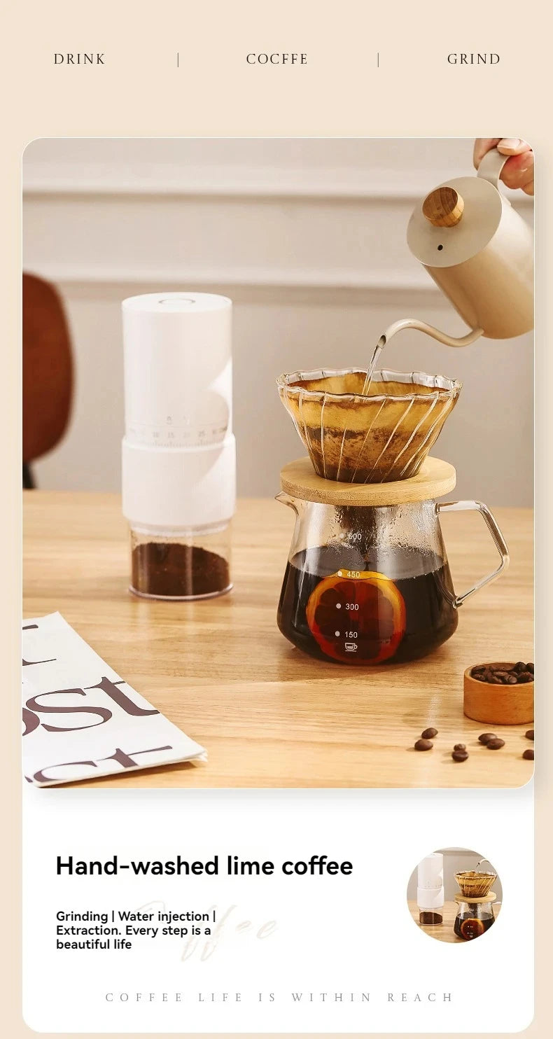 Nuevo Molinillo de café eléctrico portátil/Manual para el hogar, 30 engranajes, máquina de café ajustable externamente, molinillos recargables