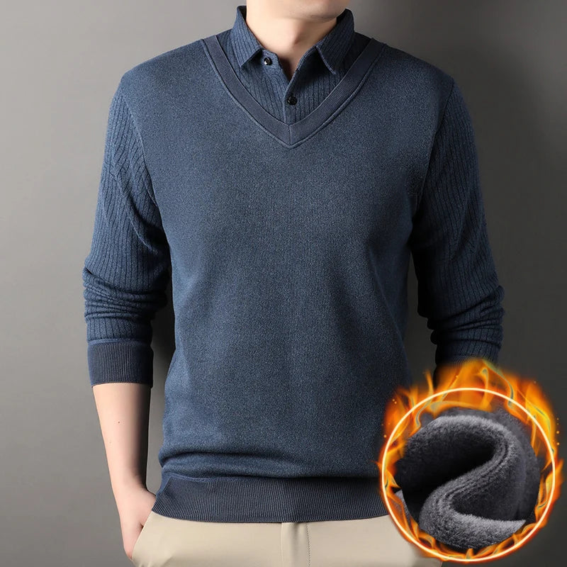 Suéter de Punto a Cuadros para Hombre | Cuello Cuadrado