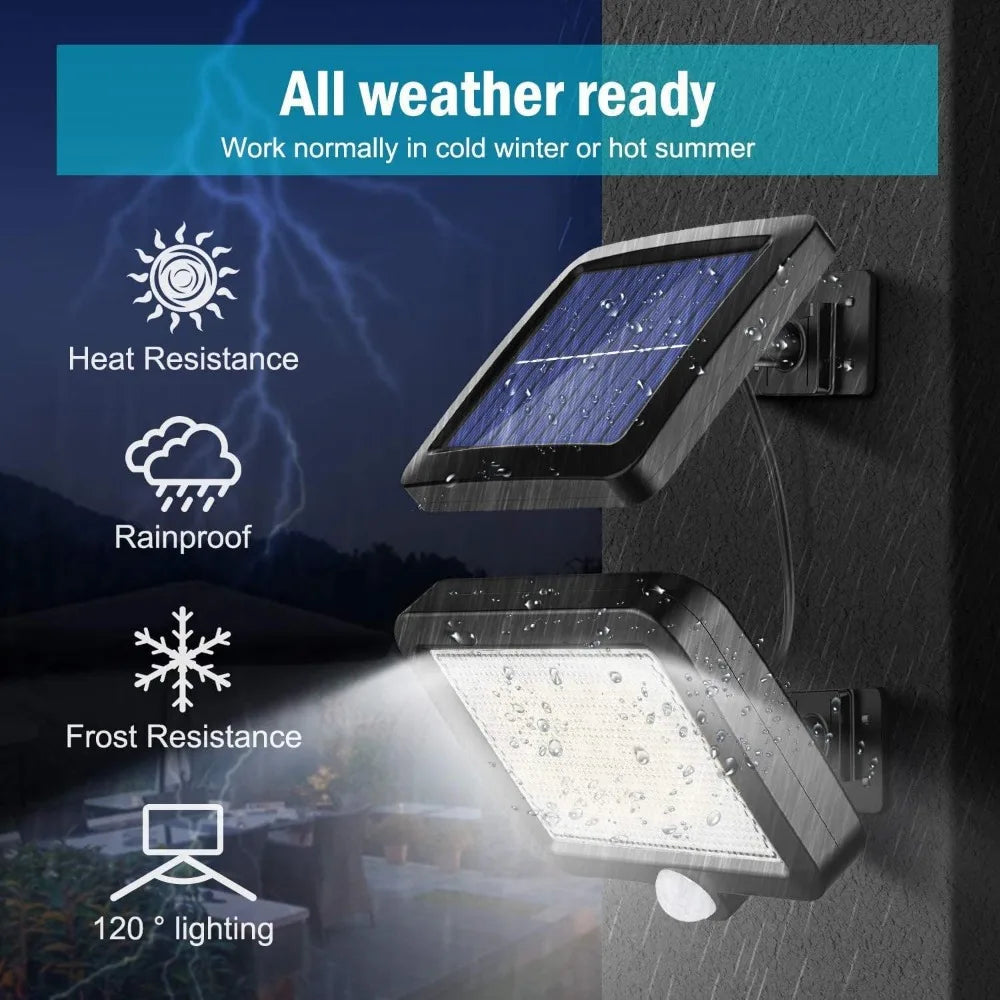 Luz Solar 56 LED Exterior con Sensor de Movimiento y Cable 5m