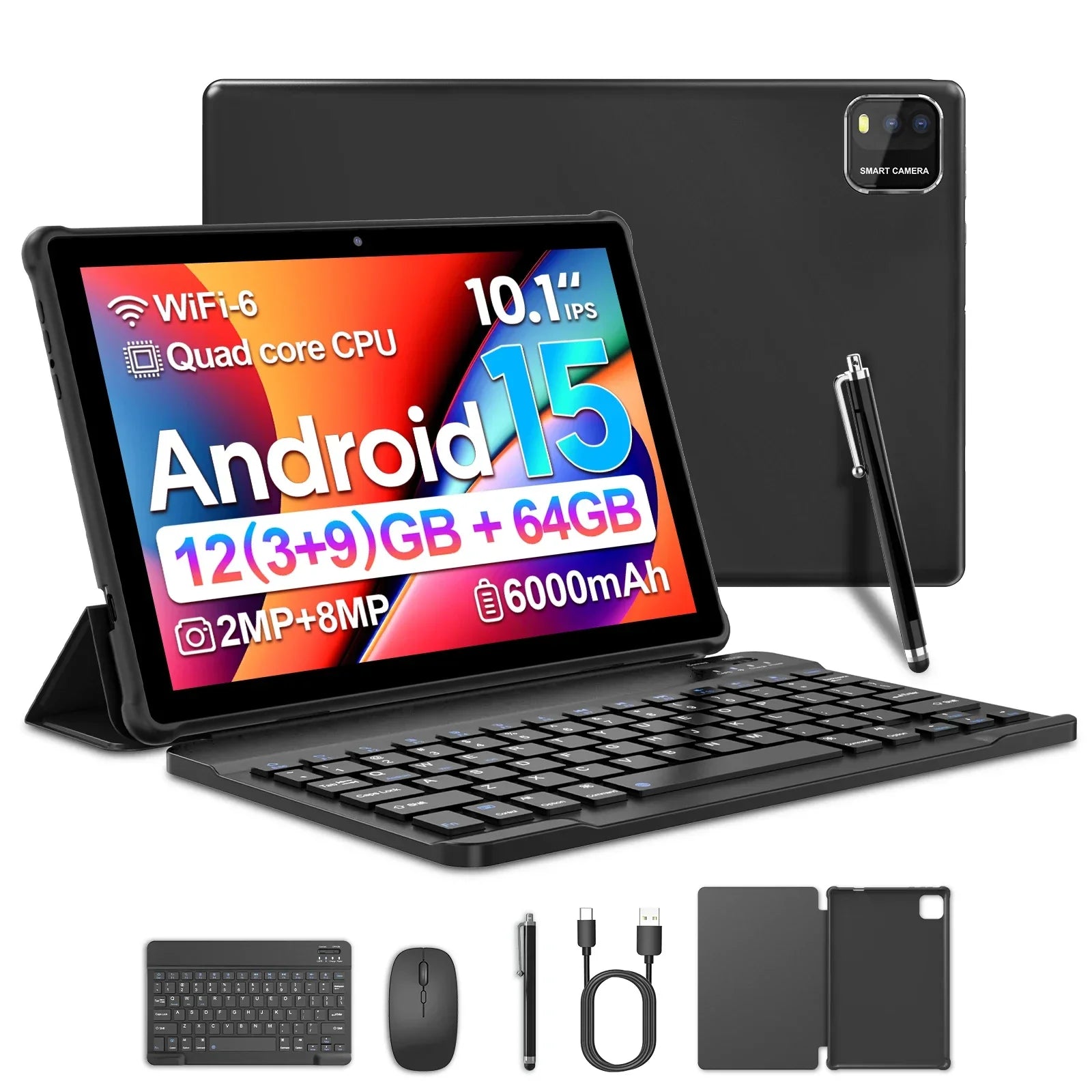 Tablet BAKEN 10 pulgadas Android 15, cuatro núcleos, 12 GB + 64 GB, WiFi 5G