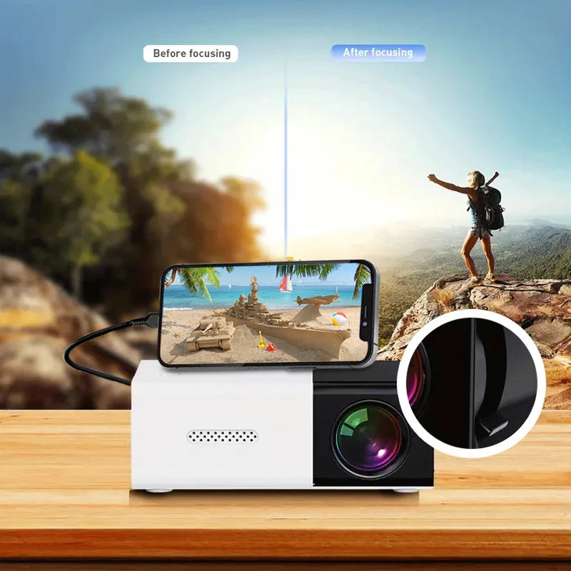 El mini proyector HD portátil YG300 es adecuado para proyectores domésticos, exteriores y portátiles, compatible con enlaces USB, HDMI y tarjetas SD