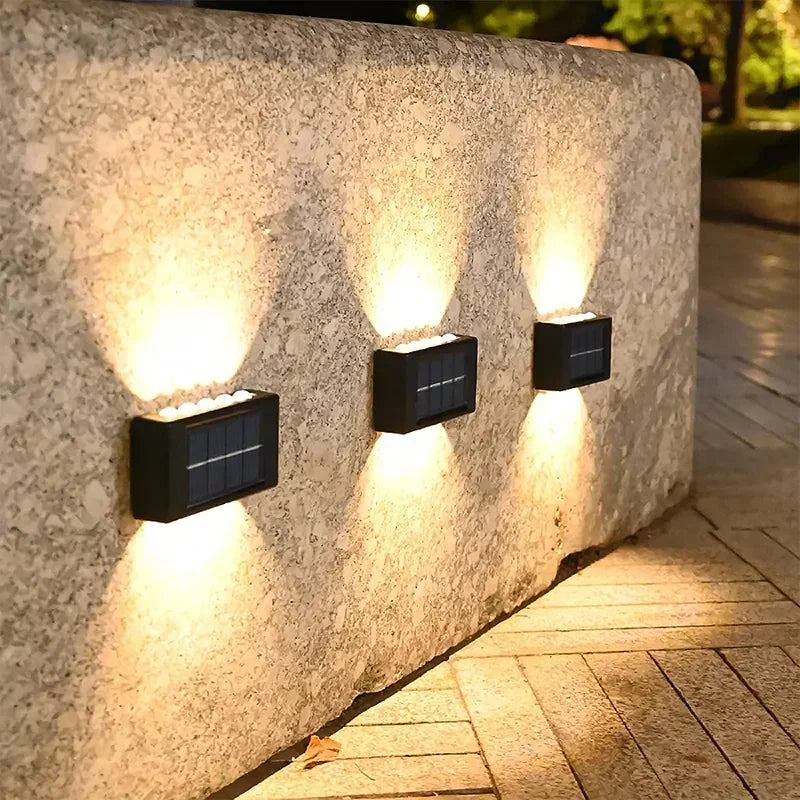 Lámpara Solar de pared para exteriores, luces solares impermeables con lente convexa hacia arriba y hacia abajo, iluminación para jardín, calle, paisaje, balcón, exterior, Dec