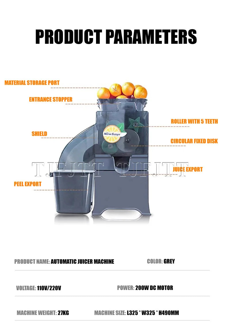Exprimidor Eléctrico Comercial para Jugos de Naranja