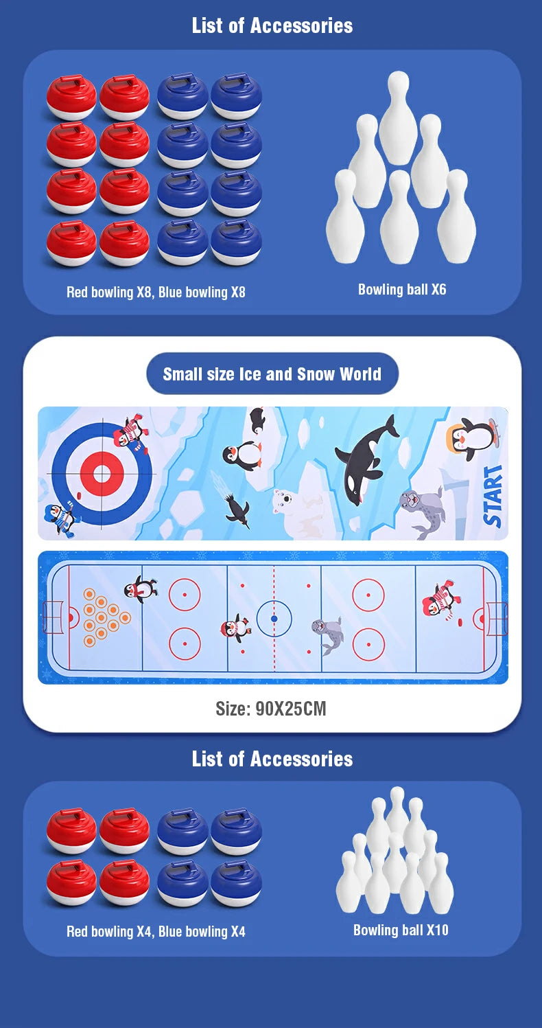 Juego de Mesa Curling 5 en 1 para Familia Hockey sobre Hielo
