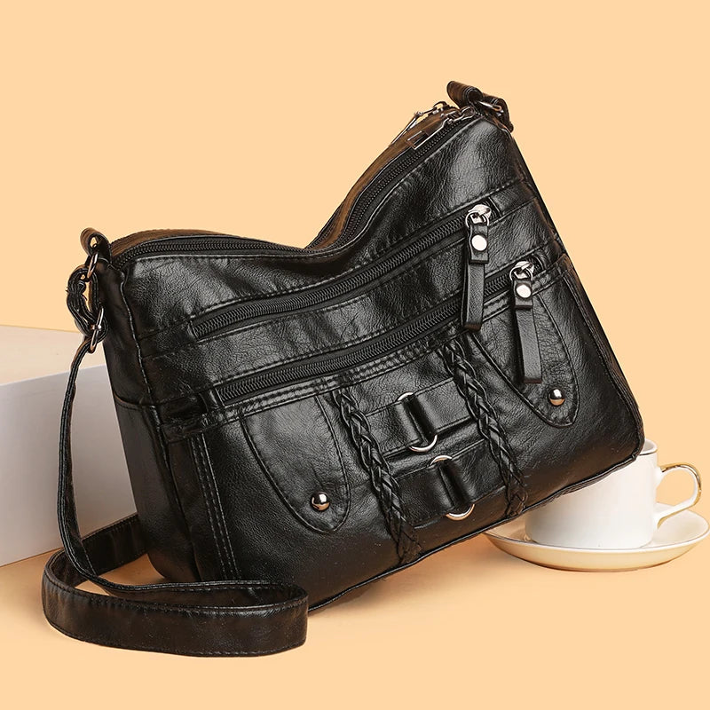 Bolso Bandolera Retro de Cuero Sintético para Mujer