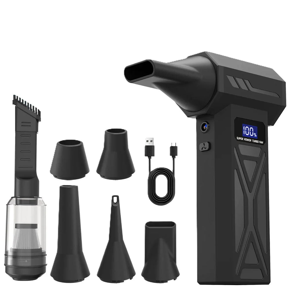Potente soplador de aire de 110000Rpm, soplador de chorro Turbo ajustable de 4 engranajes con pantalla de batería de luz Led, plumero de aire comprimido inalámbrico