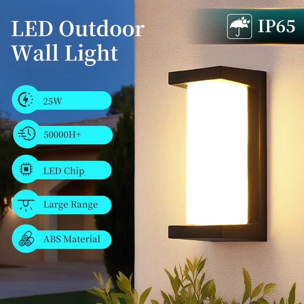 Lámpara LED de Pared 25W Impermeable para Exterior del Hogar