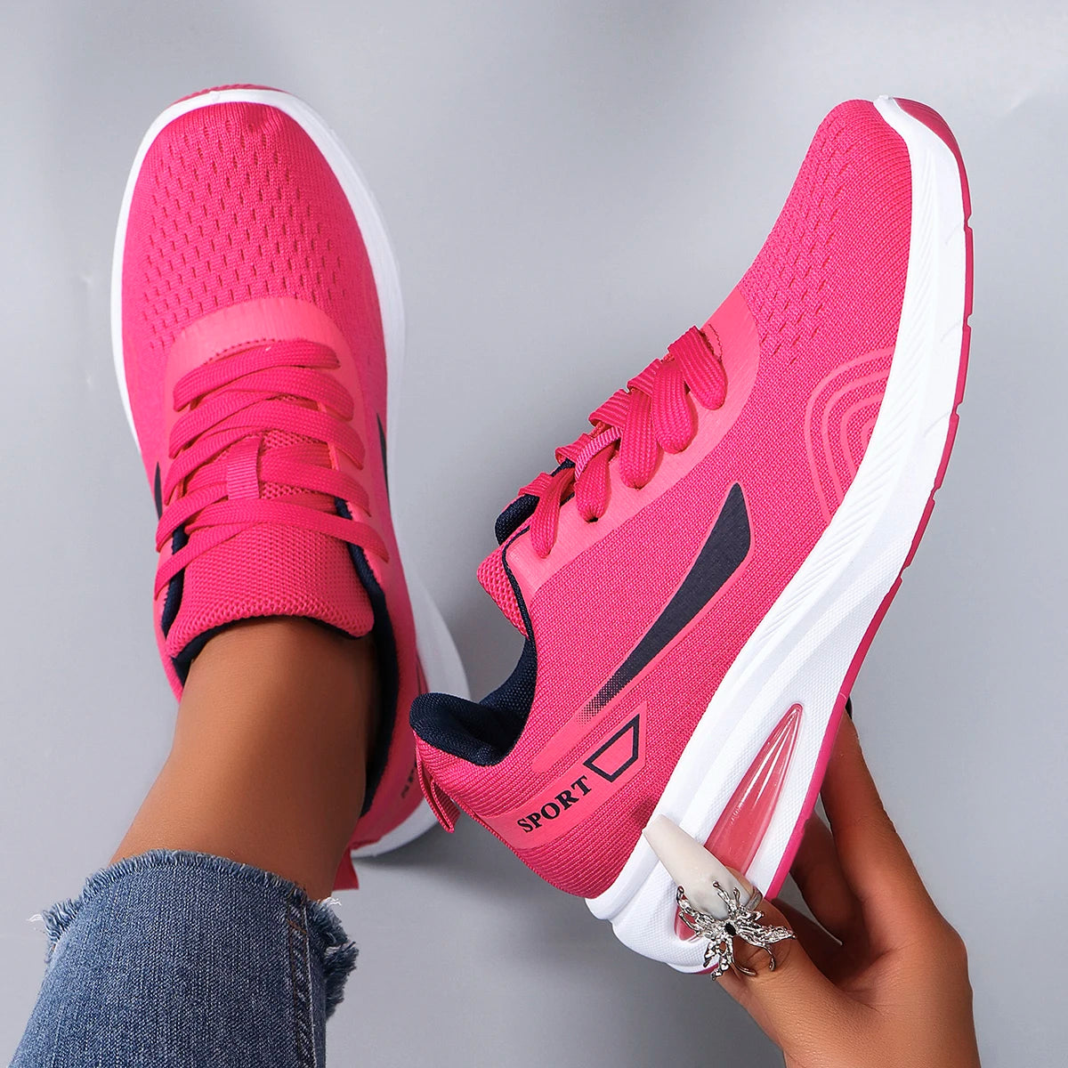 Nuevos zapatos deportivos de primavera para mujer, zapatos deportivos informales a la moda, transpirables, ligeros, antideslizantes, resistentes al desgaste, zapatos planos