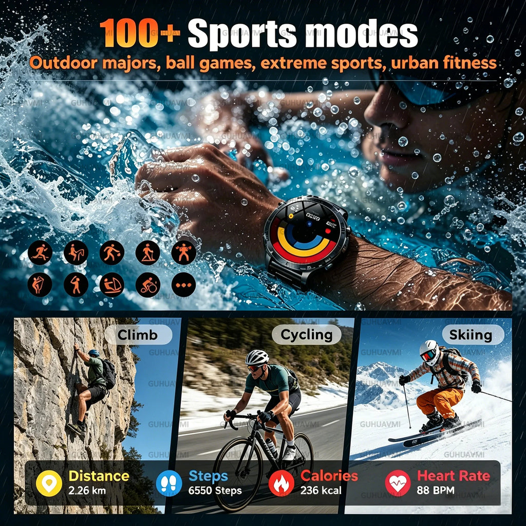 Reloj Inteligente Deportivo Militar 1400mAh Bluetooth