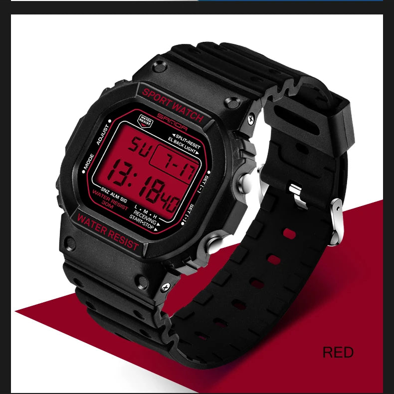 Reloj Digital Deportivo SANDA 329 para Hombre, LED, Resistente al Agua