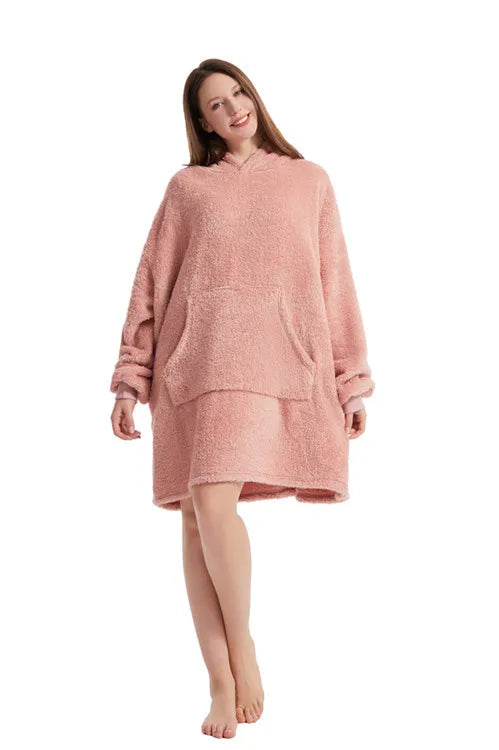 Sudadera polar con capucha para mujer, holgada talla única