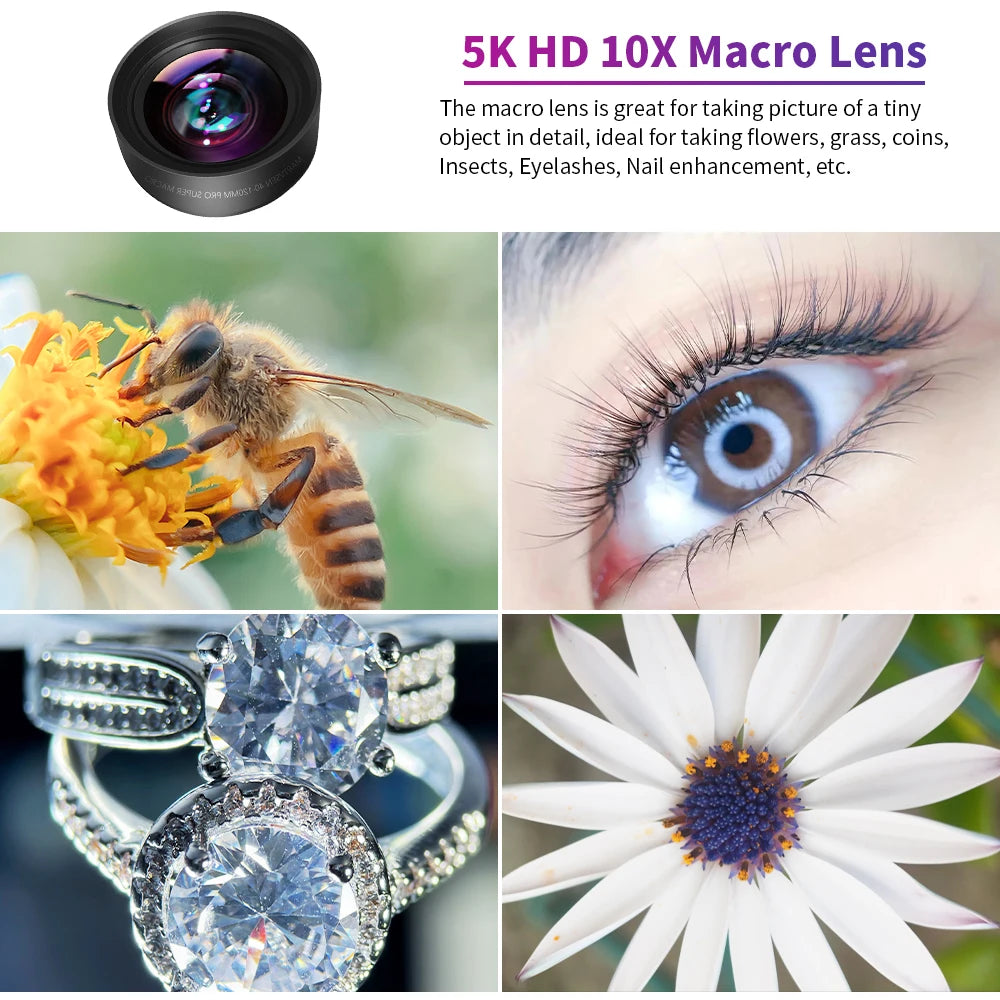 Lente Macro 120MM 10X HD 5K para iPhone y Android