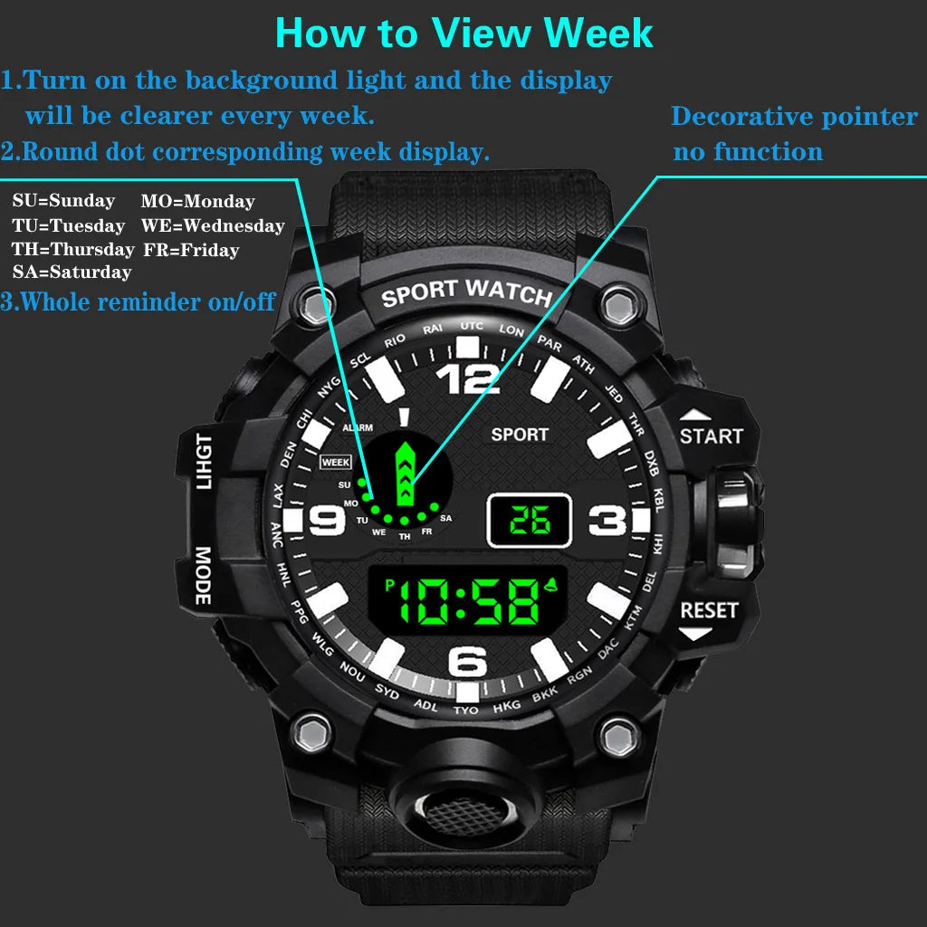 Reloj Deportivo Digital LED YIKAZE Militar Multifuncion
