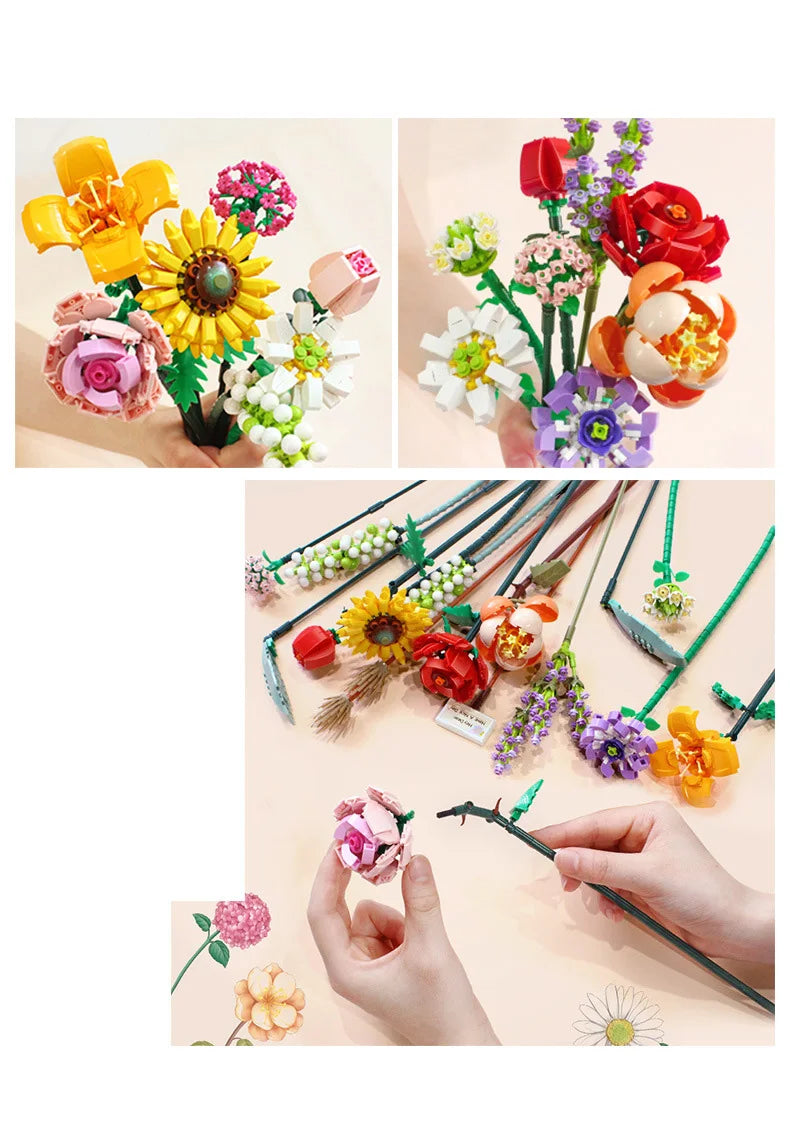 LOZ-1661 serie de plantas, bloque de construcción de simulación, maceta, cerezo suculento, modelo para el hogar, decoración, juguete de bloques de construcción para niña