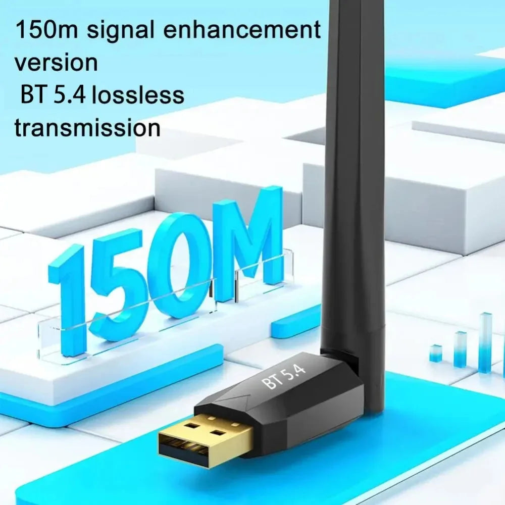 Adaptador Bluetooth 5.4 de 150M, Dongle USB Bluetooth sin Controlador para Windows 11/10/8.1, Receptor Transmisor de Audio para Ratón y Teclado