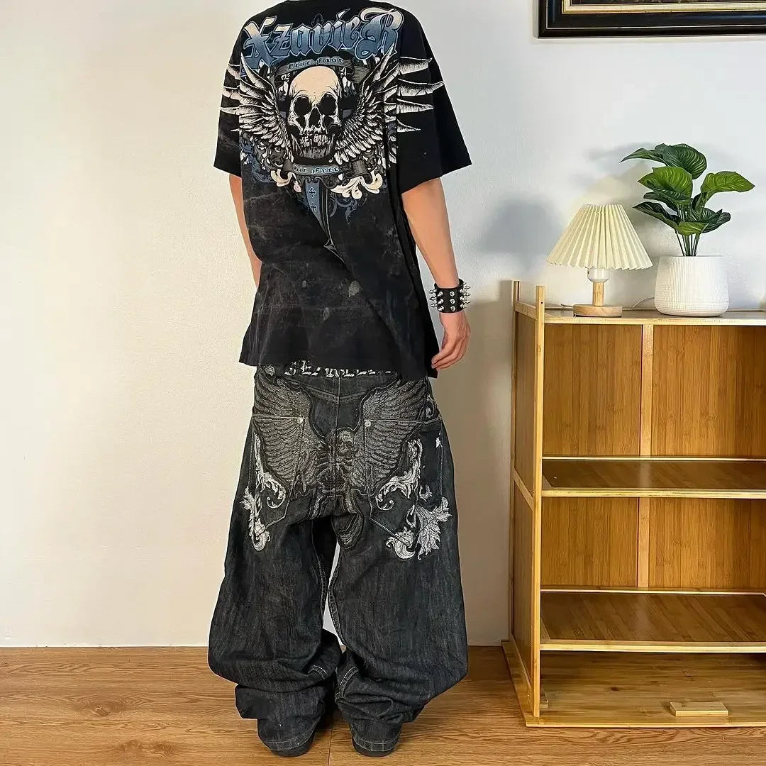 Pantalones Vaqueros Holgados Vintage de Pierna Ancha Y2K para Mujer