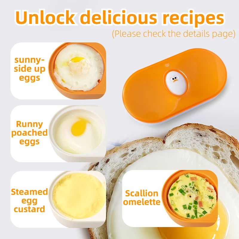 Joie-pulidor de huevos doble para microondas, cazador de huevos, caja de huevos fritos, caja de huevos al vapor para desayuno, herramientas para huevos, herramienta de cocina