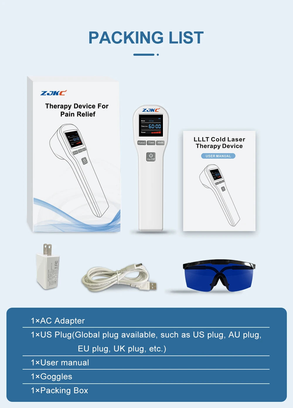 ZJKC-láser de terapia de bajo nivel para curación de heridas, esguinces de talón de ciática, alivio del dolor de cuello, dispositivo de terapia láser frío, 808nm, 650nm