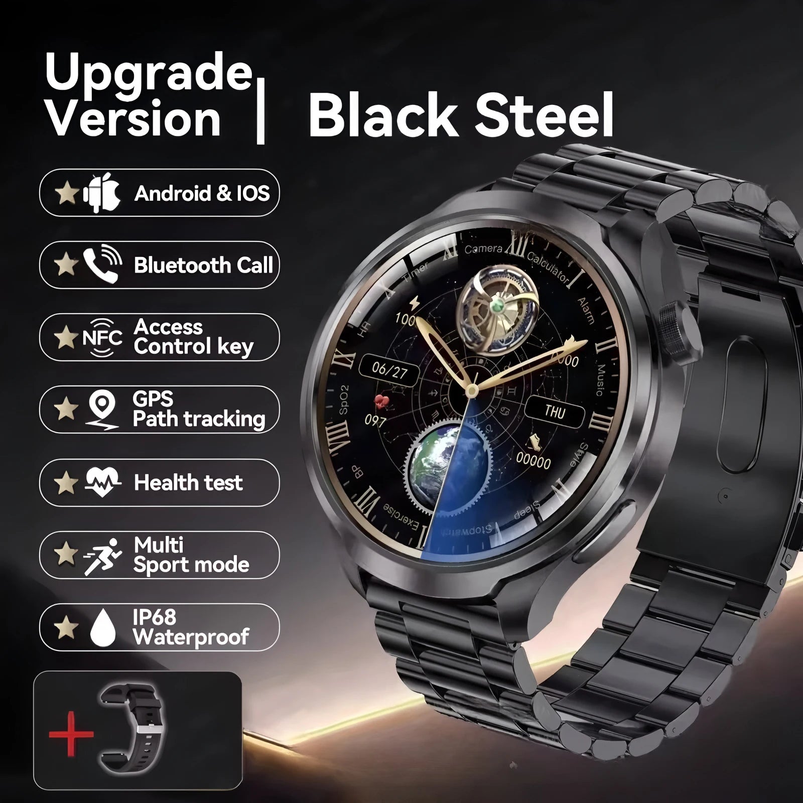 Smartwatch Deportivo GPS para Hombre, Pantalla AMOLED 1.85 Pulgadas