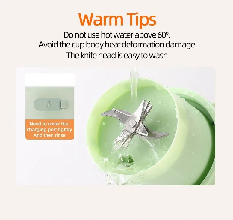 Exprimidor Portátil Eléctrico 800ml — 10 Cuchillas de Acero Inoxidable