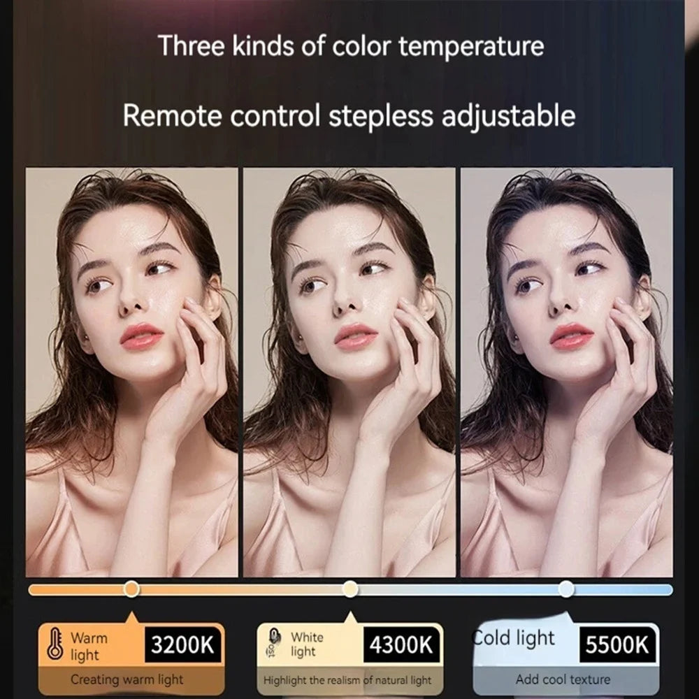 Luz LED RGB para cámara, Kit de luz de vídeo con salida a todo Color, regulable, 2700K-6500K, Panel de luz bicolor CRI 95+, recargable, 1800mAh