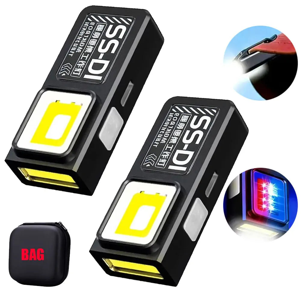 Mini Linterna LED Recargable USB con Imán, Luz de Trabajo Portátil