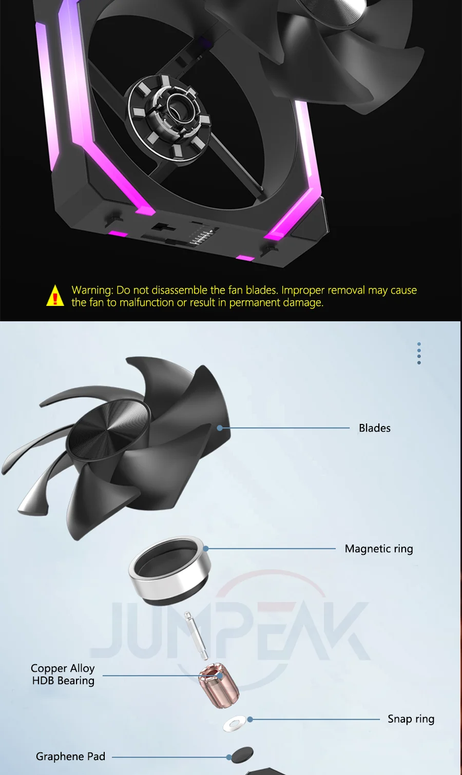 JUMPEAK CS120 ARGB ventilador de refrigeración 360mm 240mm Modular apilable empalme PWM silencioso 120mm RGB ventiladores para juegos PC caja enfriador de agua